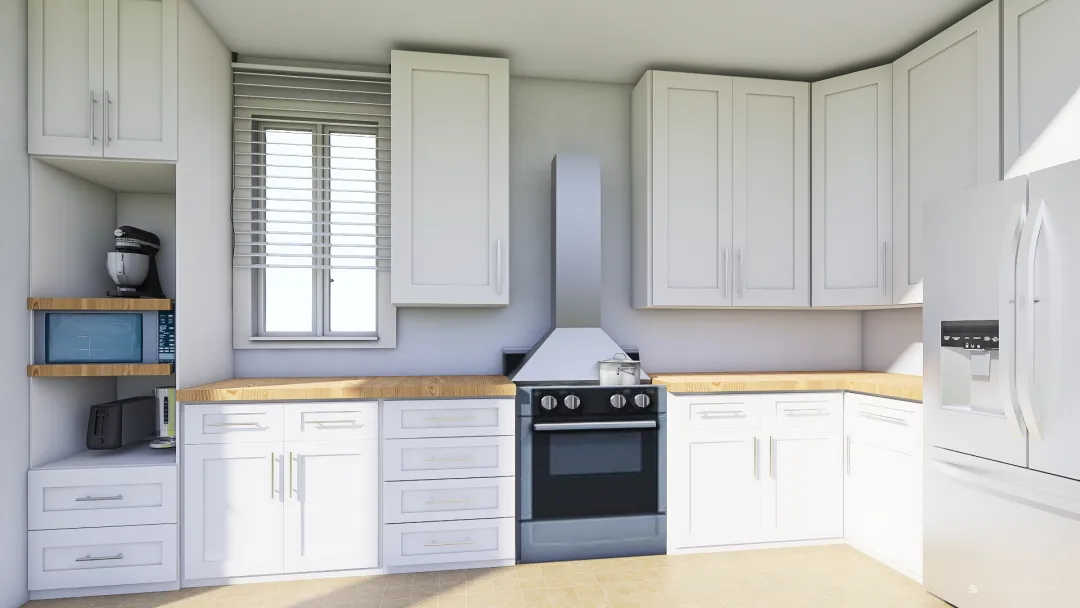 cocina blanca 3d design renderings