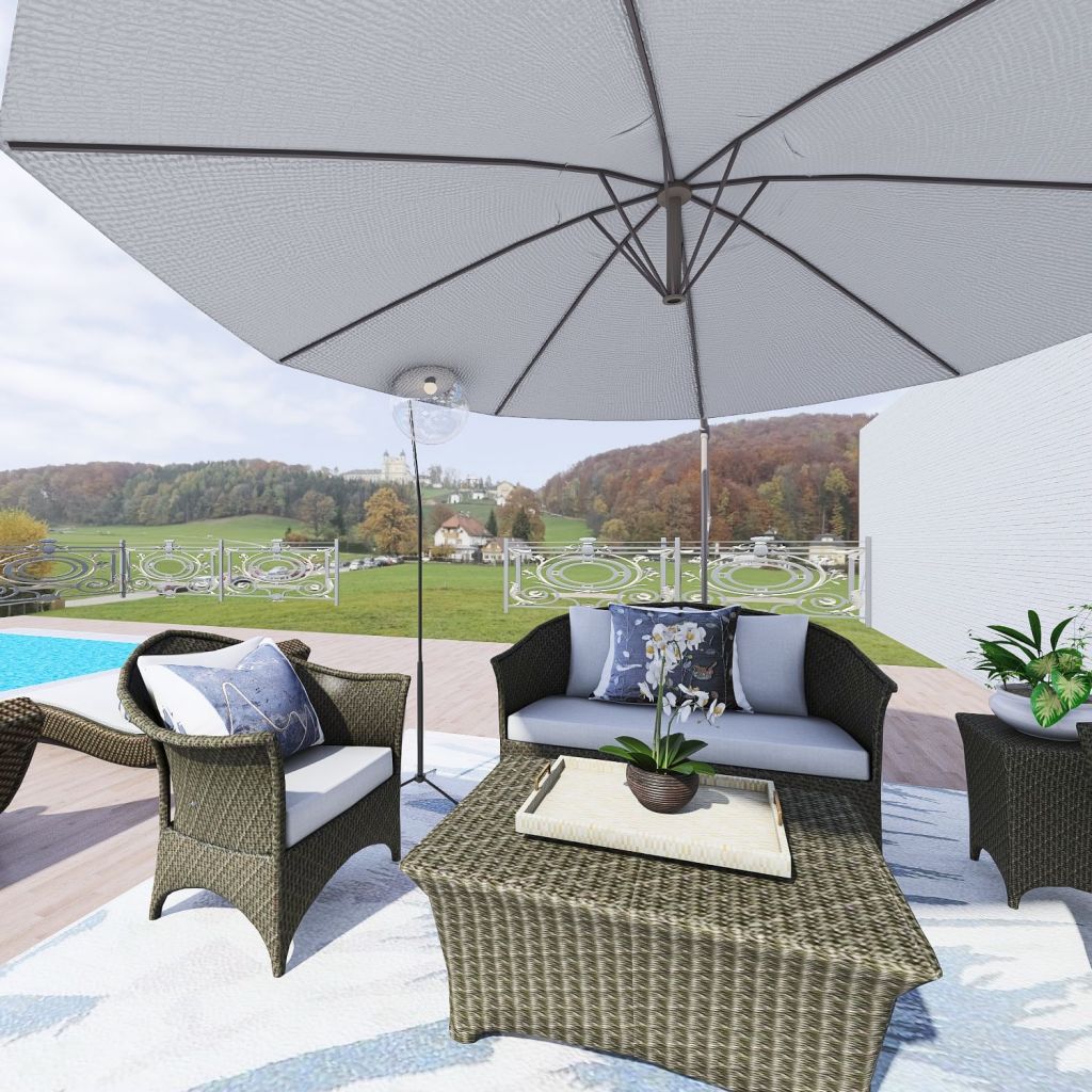 ArtDeco Contemporary Traditional Farmhouse Grey Beige Outdoors 3d design renderings