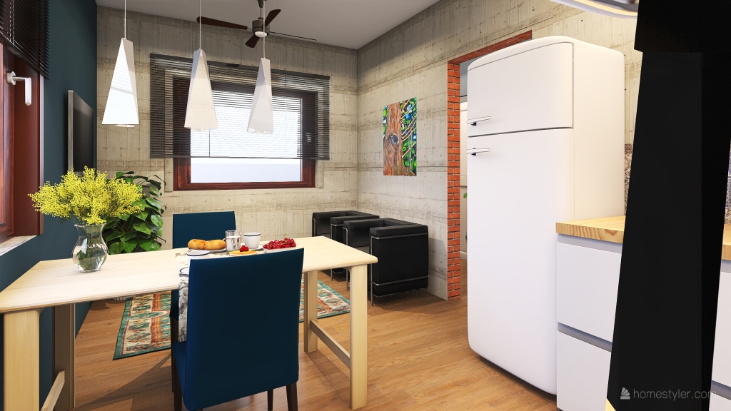 salon-cocina-comedor 3d design renderings
