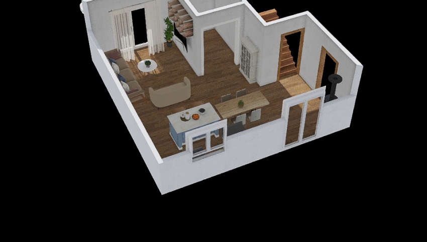 Living+kitchen 03 (isola e tavolo affiancati) 3d design picture 44.22