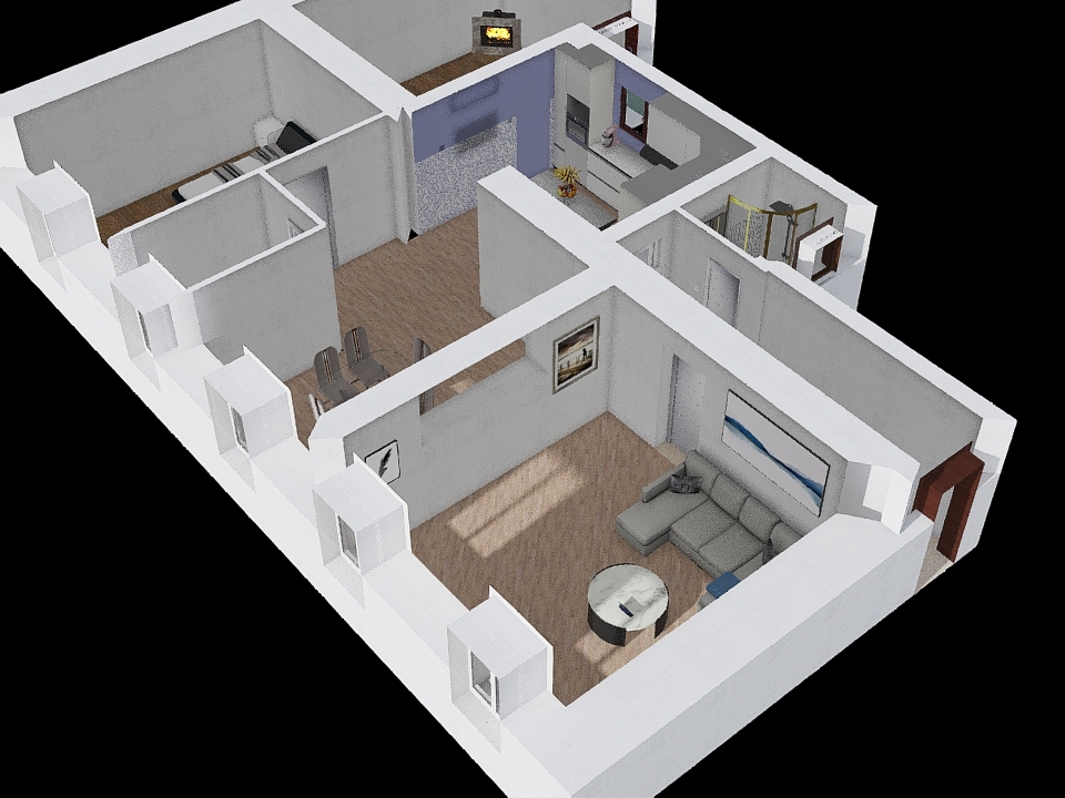 Kuhinja bez vrata 3d design renderings