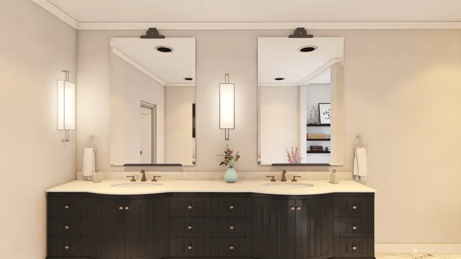 Contemporary Black White Bathroom 3d design renderings
