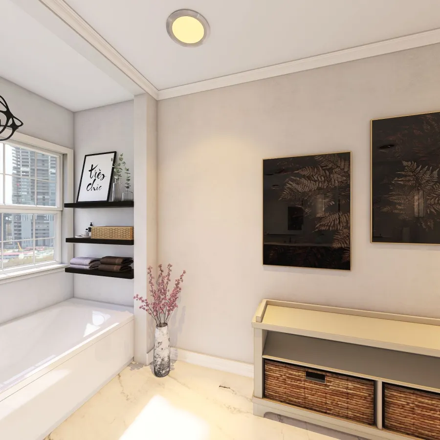 Contemporary Black White Bathroom 3d design renderings
