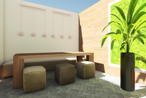 Cafeteria con patio interno-Coffee shop Design Rendering