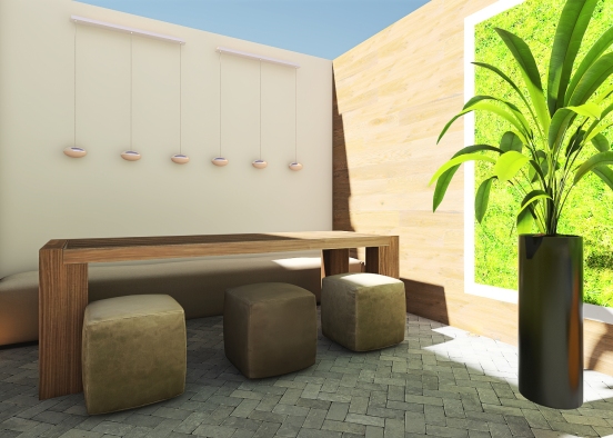 Cafeteria con patio interno-Coffee shop Design Rendering