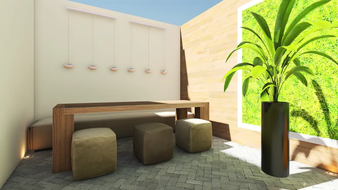 Cafeteria con patio interno-Coffee shop 3d design renderings