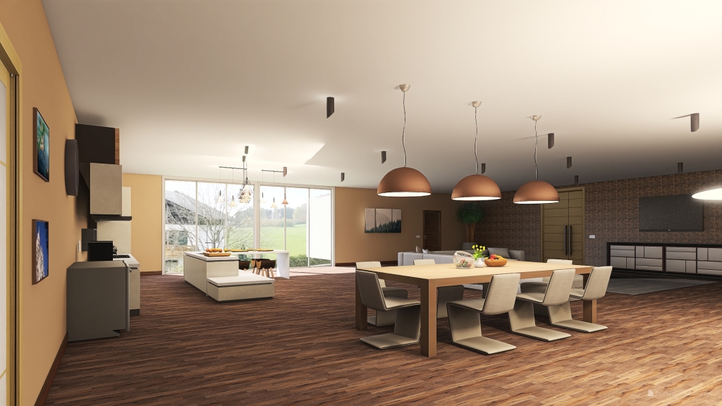 kitchen/lounge 3d design renderings