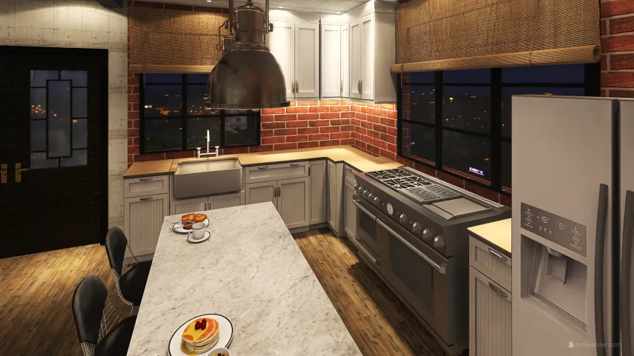 Salas e Cozinha 3d design renderings