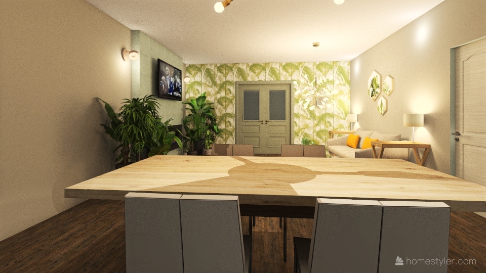 Living Room/kitchen/dining 3d design renderings