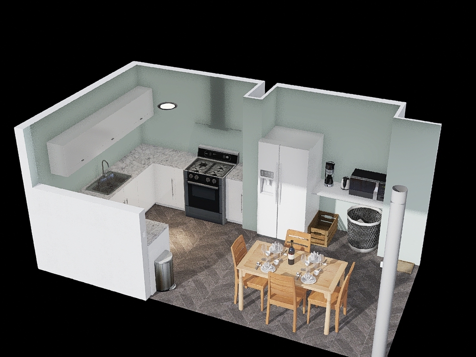 Open Kitchen 3d design renderings