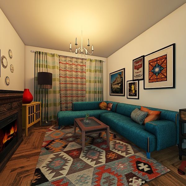 Eclectic living room 3d design renderings