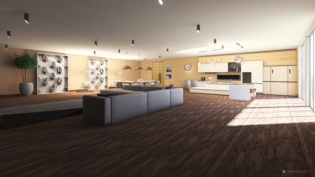 kitchen/lounge 3d design renderings