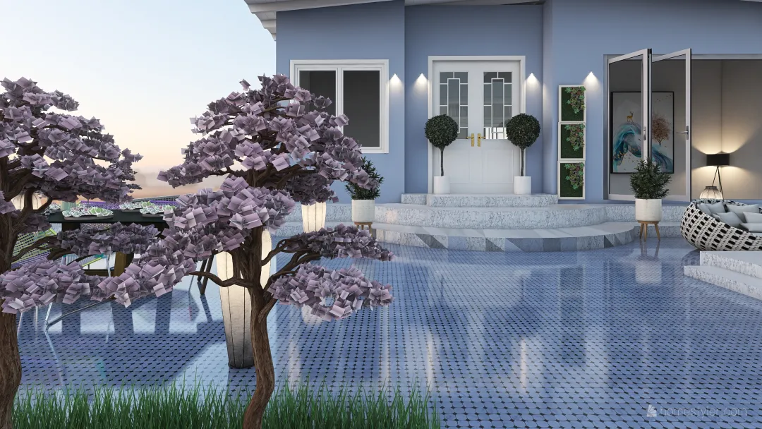 The Blue house 3d design renderings