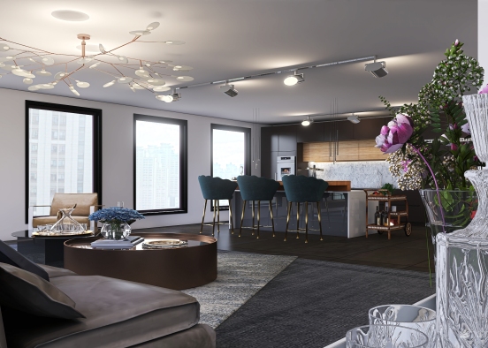Deep Brass Tones - Luxury Toronto Apartment Design Rendering