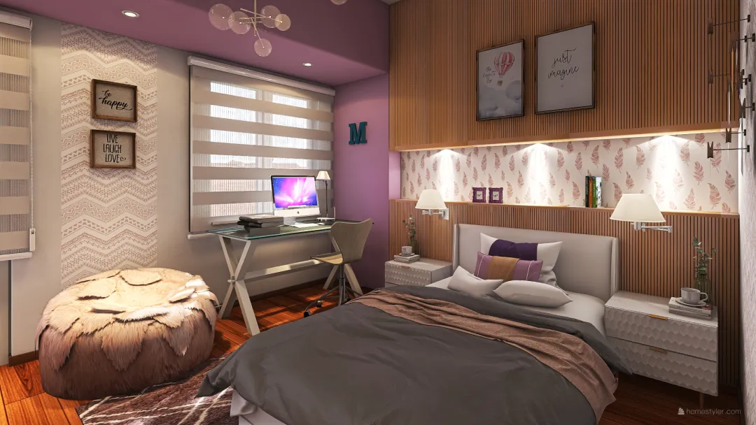 Teen Bedroom 3d design renderings