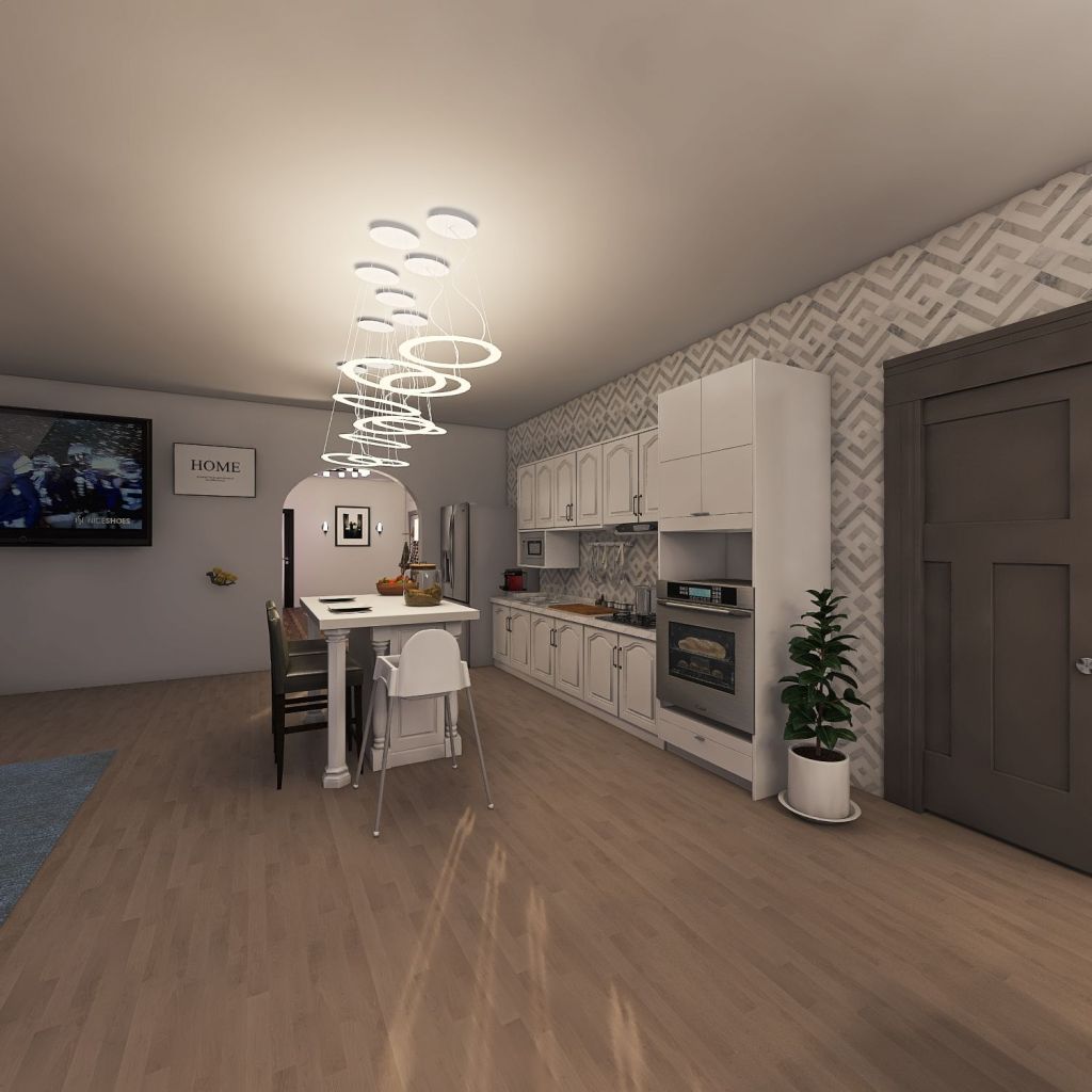 Kitchen and Living Room 3d design renderings