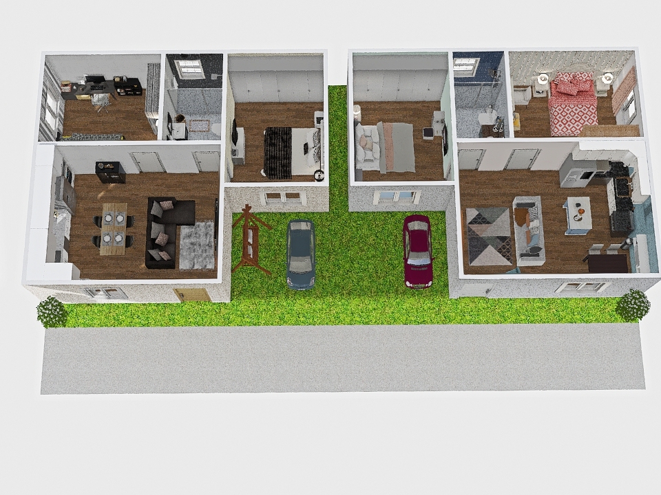 Two houses 3d design renderings