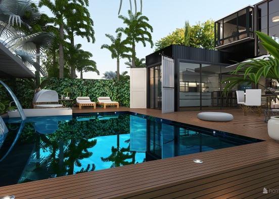 Container House tropical garden  Design Rendering