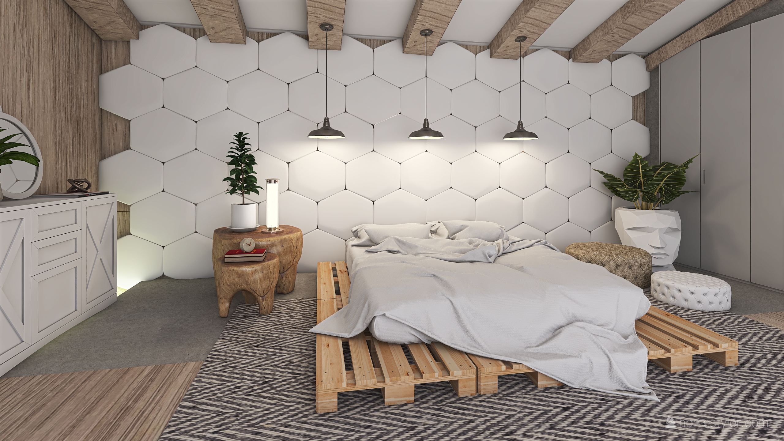 Make a bed with pallets - remix of Bonnie's Relaxation House's bedroom EGpuUV9KP4q2Zm16ymzYV1