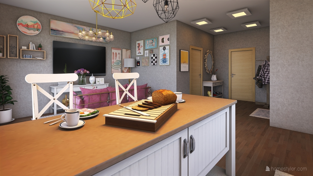 Kitchen/livingroom 3d design renderings