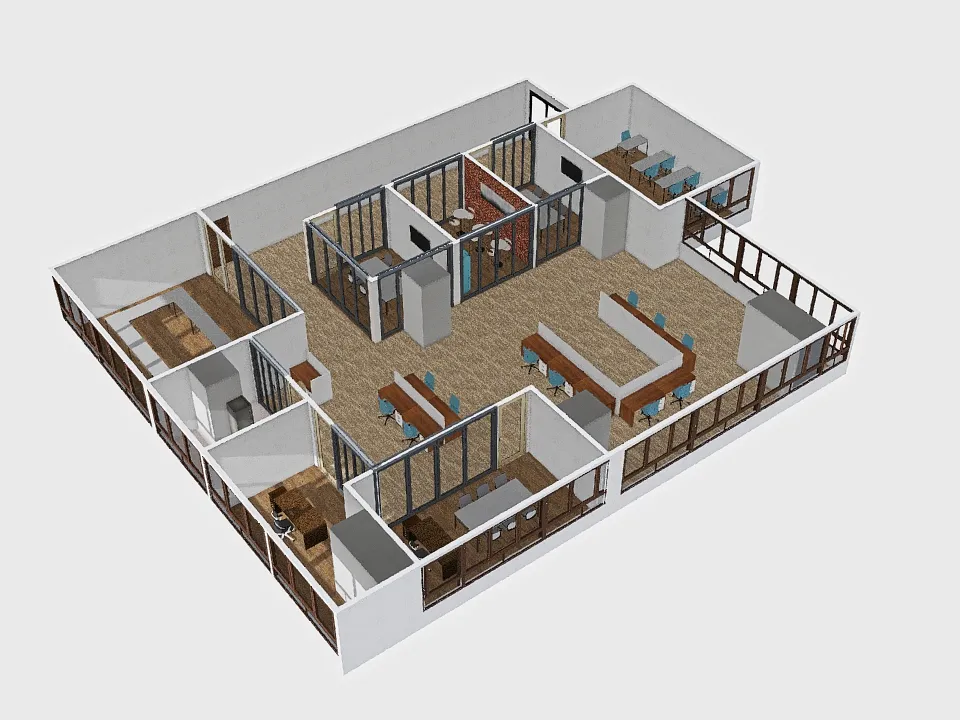 office_layout_arrange 3d design renderings
