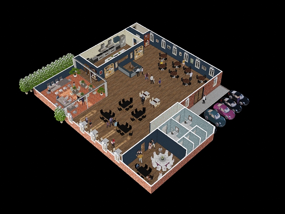 Steakhouse Restaurant 3d design renderings
