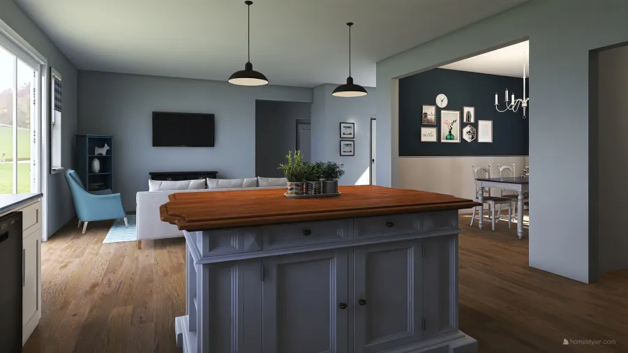 Kitchen/Living room 3d design renderings
