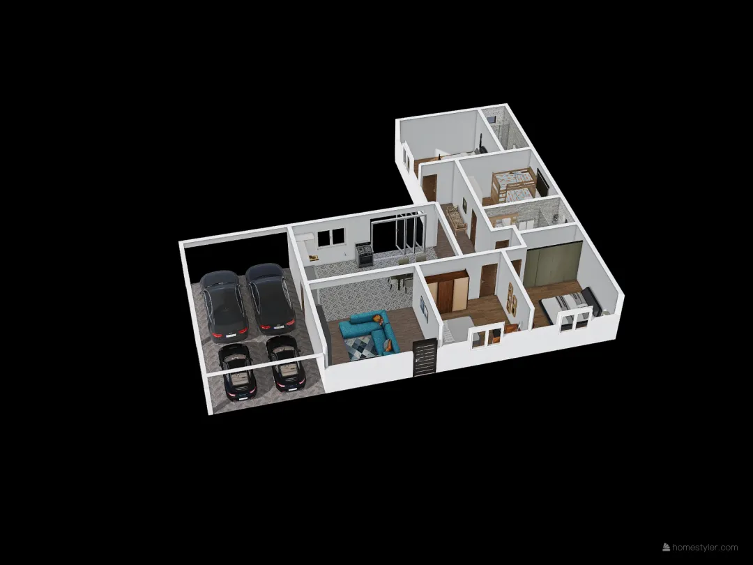 Casa em L 3d design renderings