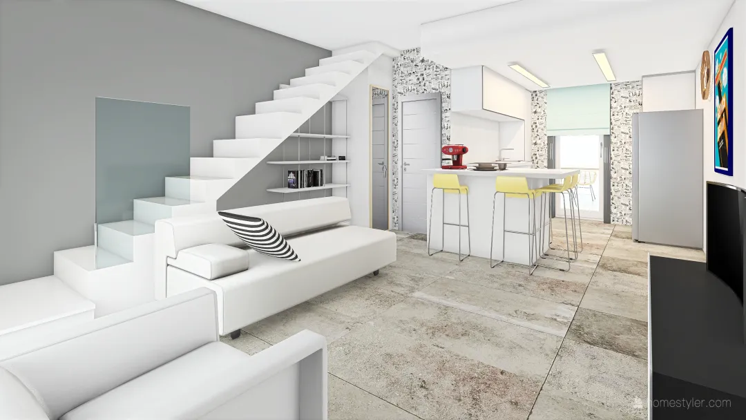 Piano terra casa lottizzazione soggiorno girato 3d design renderings