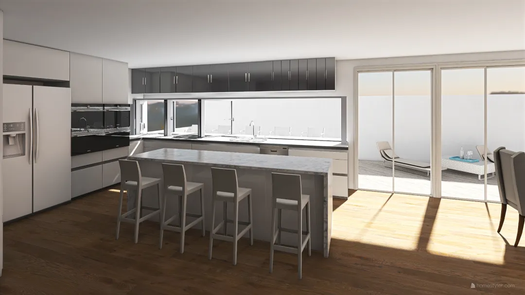 Balcony Kitchen Option 3B1 3d design renderings