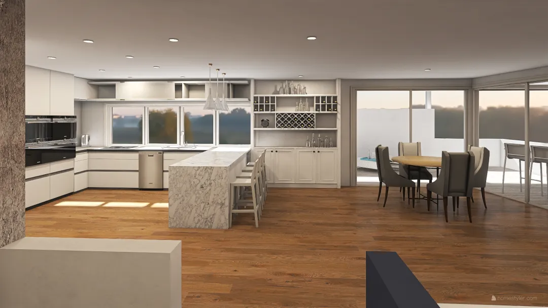 3C Balcony Kitchen Option 3d design renderings