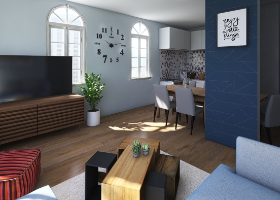 One Room Apartment Design Rendering
