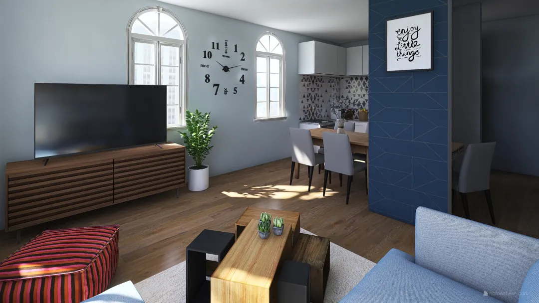 One Room Apartment 3d design renderings