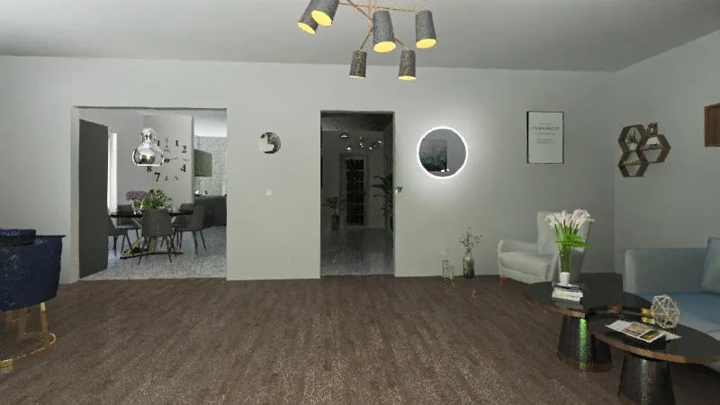 rzut na salon, korytarz i kuchnie 3d design renderings