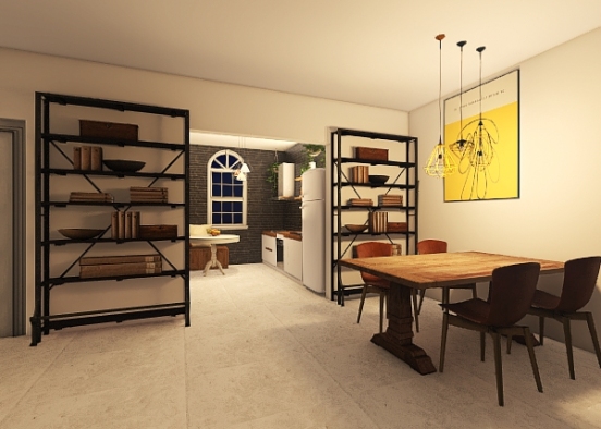 Boho chic studio apartment Design Rendering