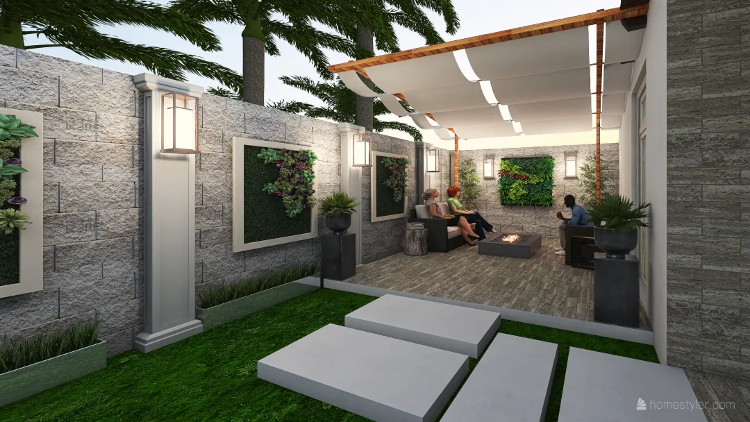 patio trasero 3d design renderings