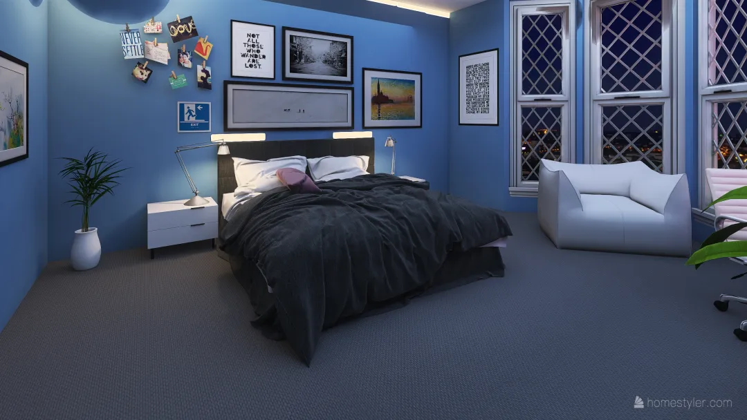 aesthetic bedroom 3d design renderings