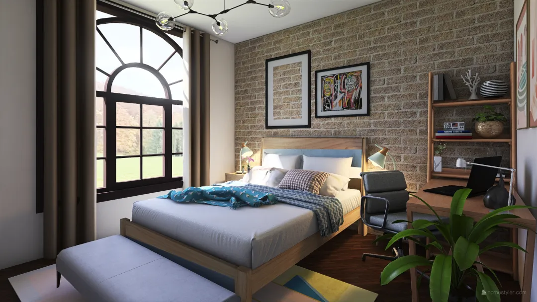 Tiny cozy bedroom 3d design renderings