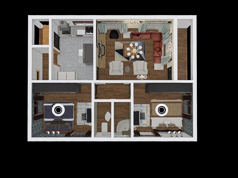 2 bedroom Flat 3d design renderings