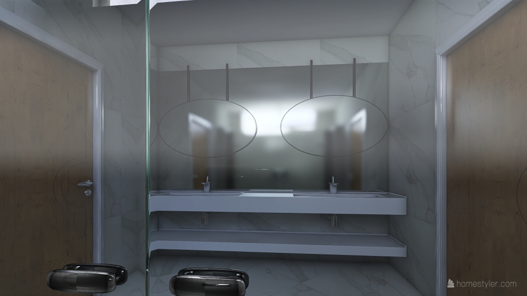 ArtDeco Industrial TropicalTheme Yellow Grey Second Bathroom 3d design renderings