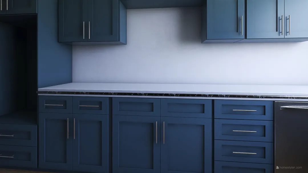 Blue Kitchen 3d design renderings