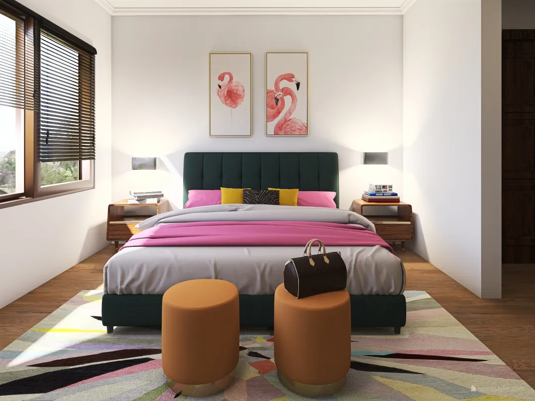 Colorful bedroom 3d design renderings