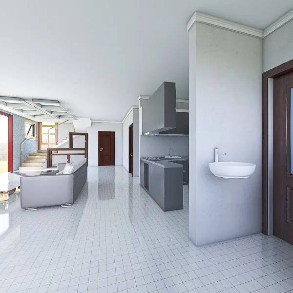 Ground Floor 1039 sq.ft Hallway 3d design renderings