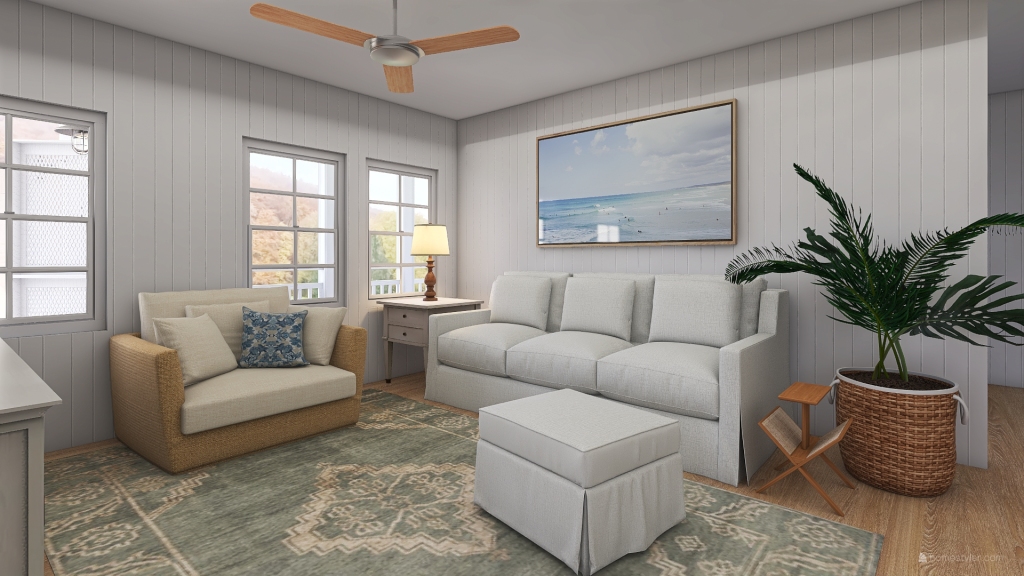 Entryway & Living Room 3d design renderings