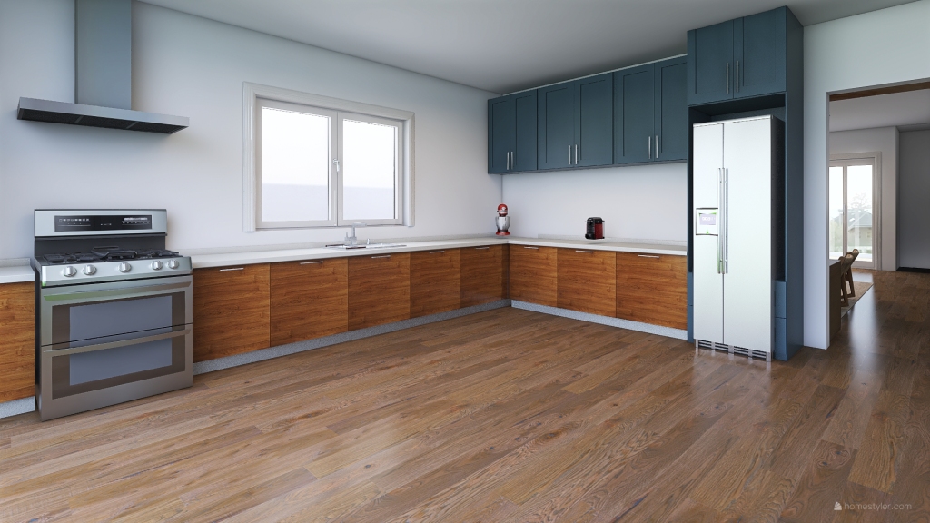 Cozinha/sala de jantar 3d design renderings