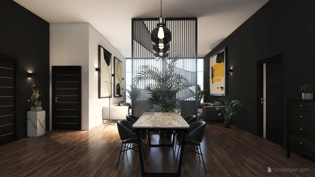 Modern Bauhaus modern home 2 Black White 3d design renderings