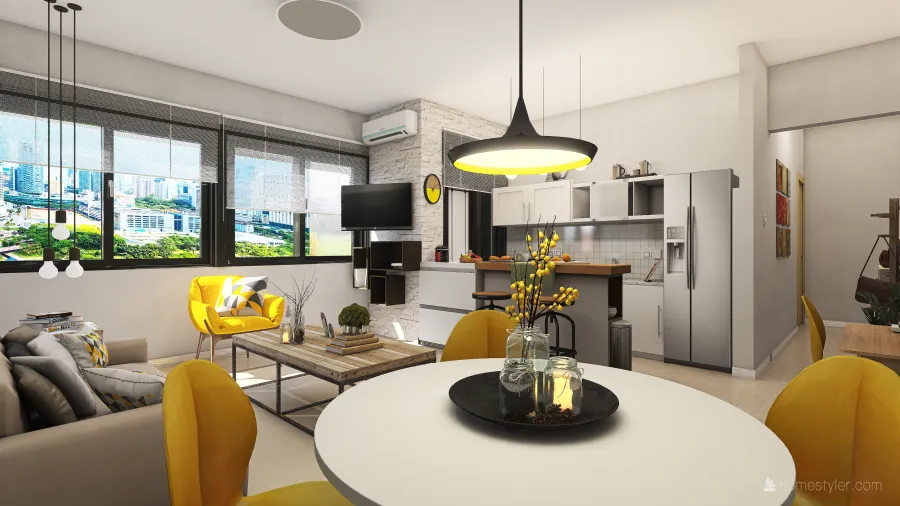 estar-comedor-cocina 3d design renderings