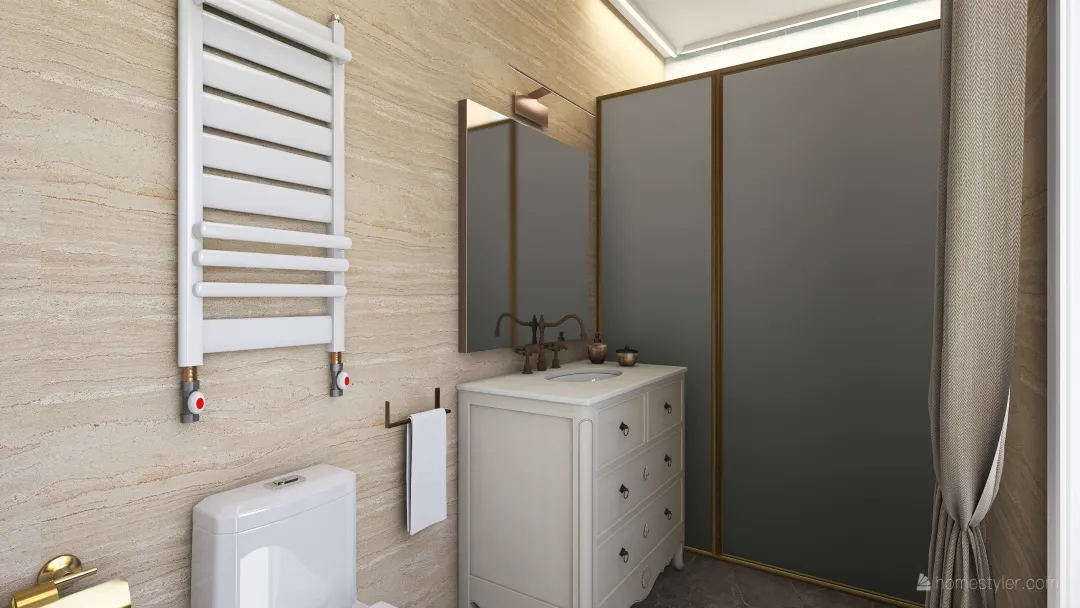 2 этаж Настя стена в ванную СТЕНА 3d design renderings