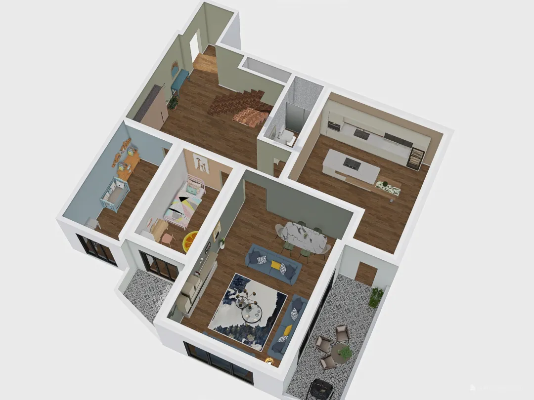 BİGA köşe dubleks daire 3d design renderings