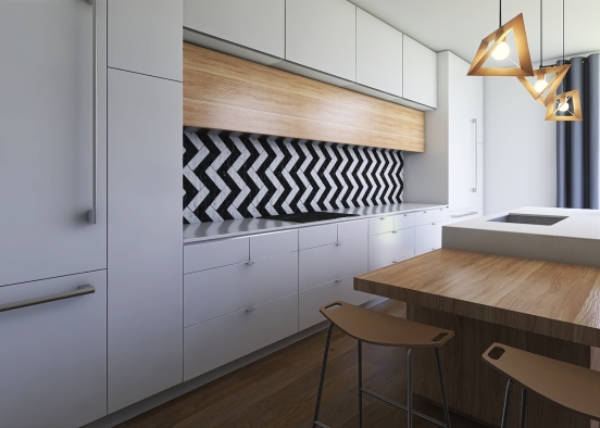 Sleek kitchen Design Rendering